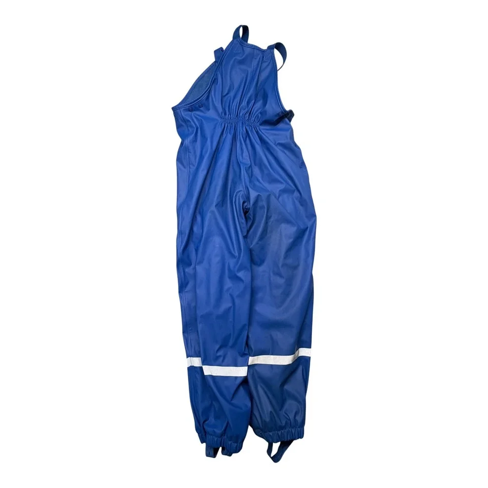 KIDS Blue Fleece Lined Waterproof Rain Bib Overalls Reflective Size 140 9-10Y
